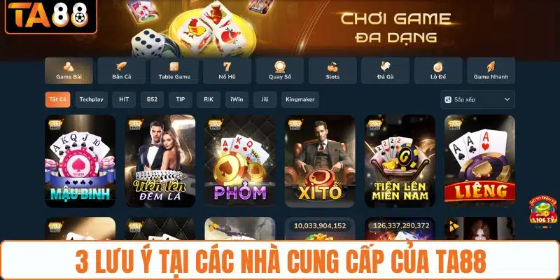 3 lưu ý tại các nhà cung cấp của TA88
